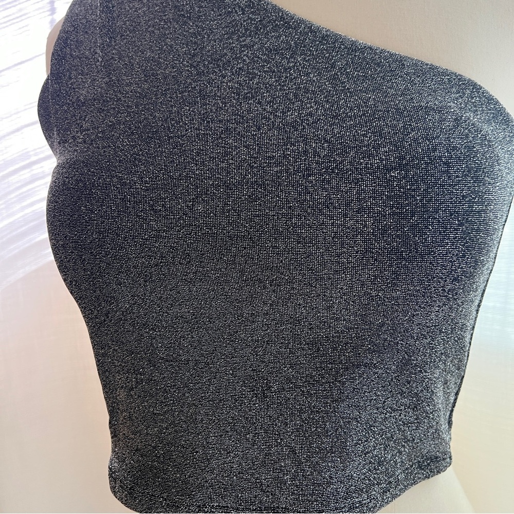 Klassy Network Silver Sparkly One Shoulder Tank